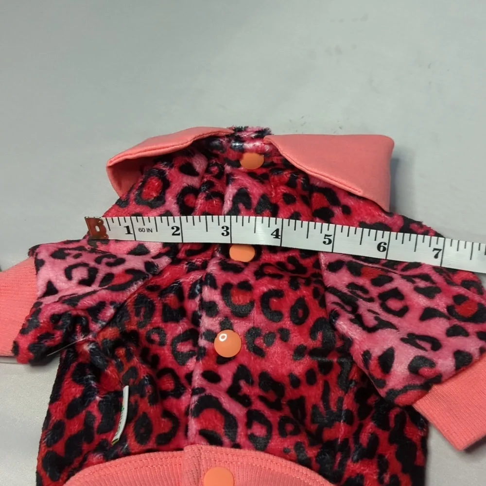 Lovinpet Pink Animal Print Fleece Dog Sweater Size XS